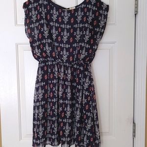Navy White Peach Dress